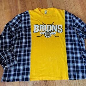 Upcycled Boston Bruins Flannel Tee